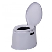 Vödrös toalett, színe szürkés-lila. A kivehető fedeles vödör űrmérete kb. 7 liter.